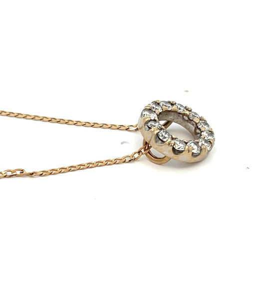 9ct Yellow Gold Circular 0.84ct Diamond Pendant & Chain image 1