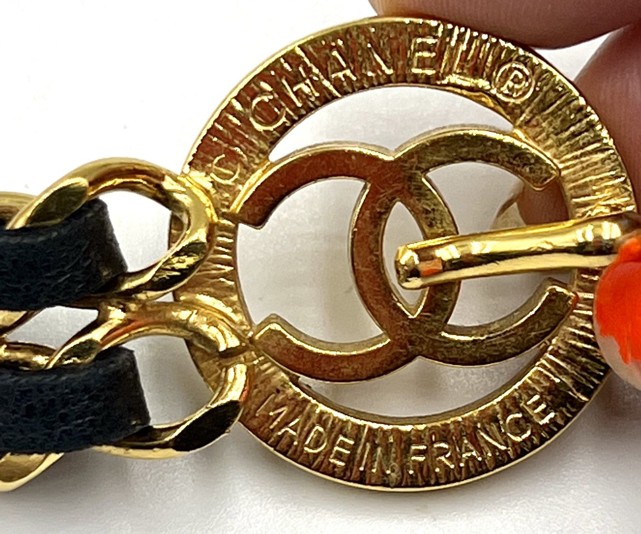 Chanel Vintage Leather & Gold Chain Belt image 2