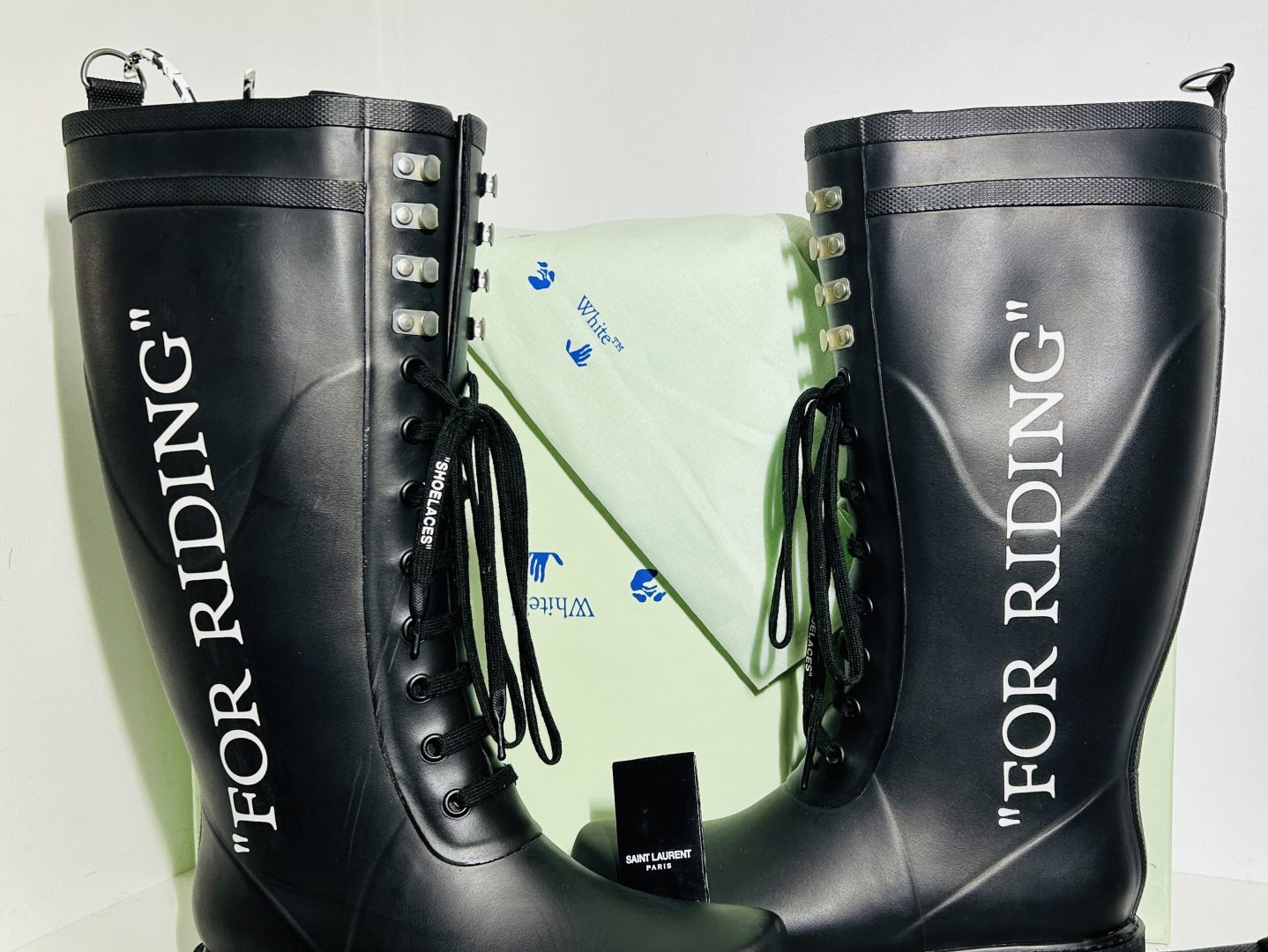 Off-White™ “FOR RIDING” Tall Rubber Boots image 6