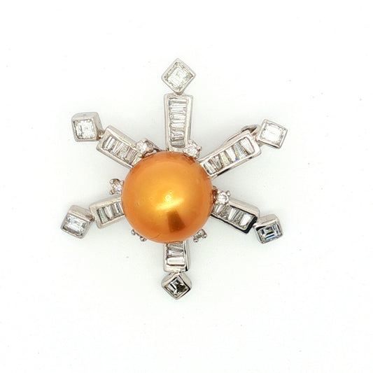 Platinum South Sea Pearl Diamond Star Pendant
