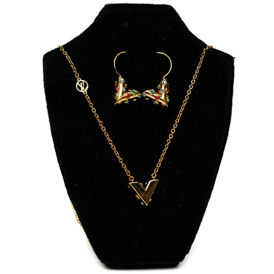 Louis Vuitton LV Volt Upside Down Necklace & Earrings Set