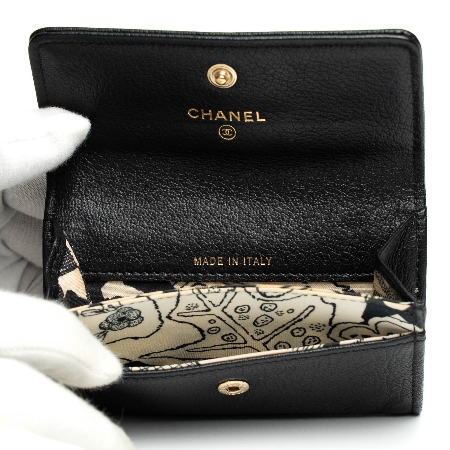 Chanel Camellia CC Black Wallet