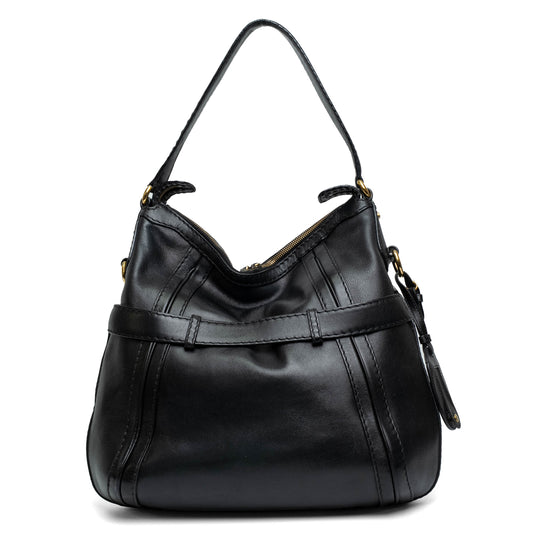 Gucci GG Running Medium Black Leather Hobo Bag