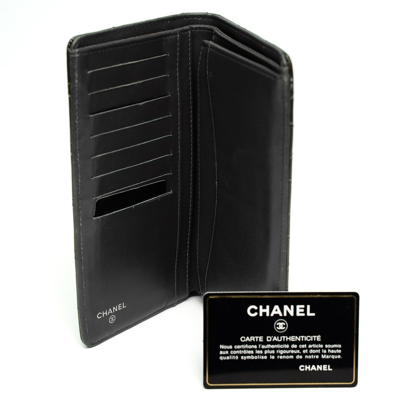 Chanel Gunmetal Quilted Long Wallet