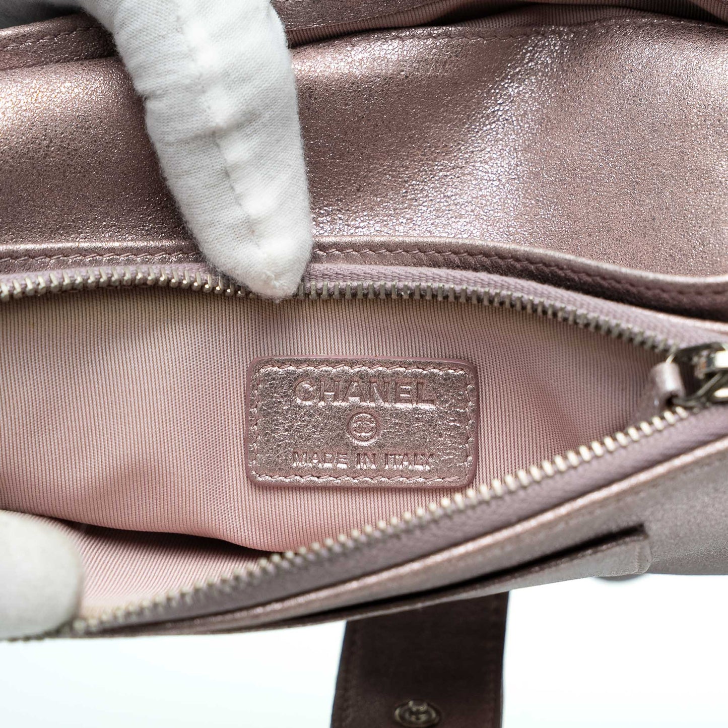 Chanel Metallic Pink Quilted Long Wallet with Detachable Pouch