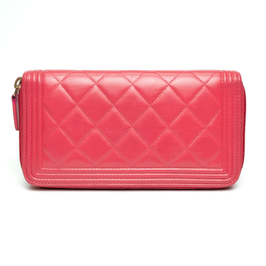 Chanel Boy Zip Around Long Wallet