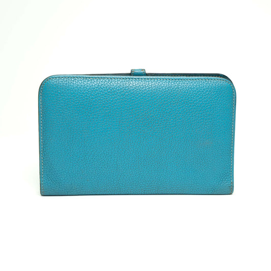 Hermès Blue Leather Wallet with Detachable Pouch