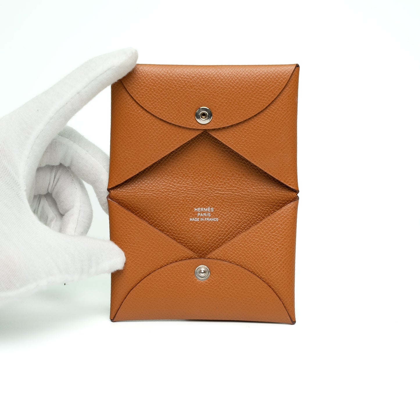 Hermès Calvi Tan Epsom Leather Card Wallet