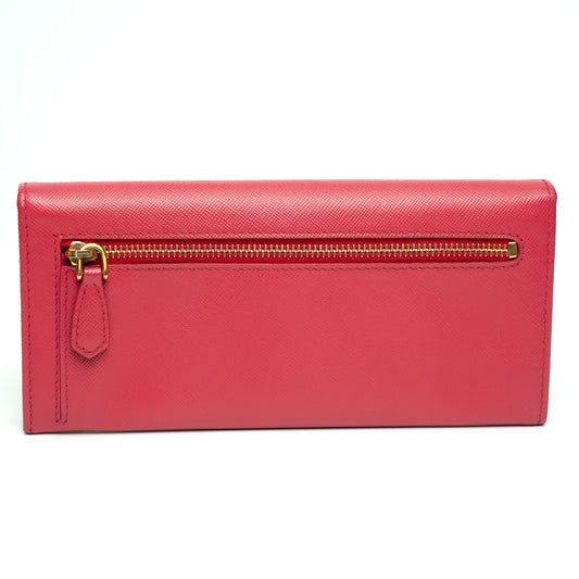 Prada Pink Saffiano Leather Long Wallet