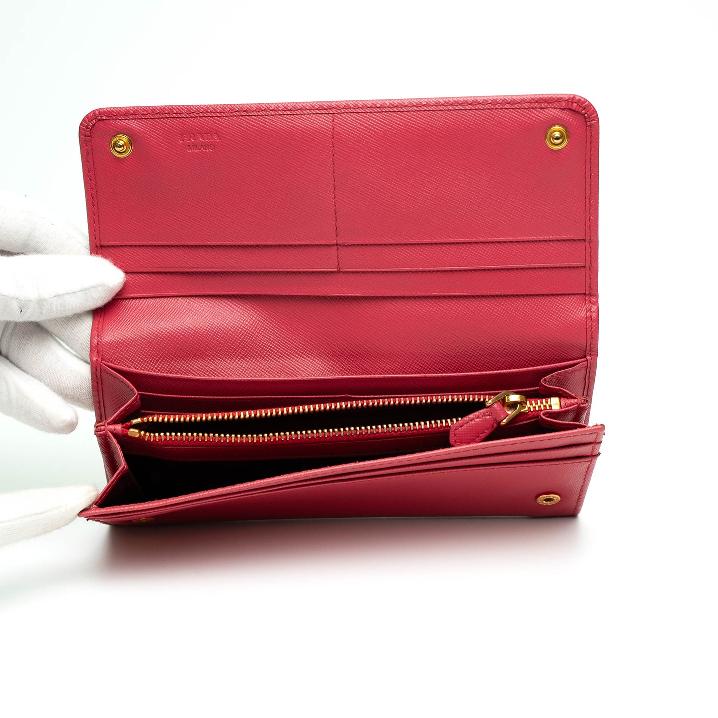 Prada Pink Saffiano Leather Long Wallet