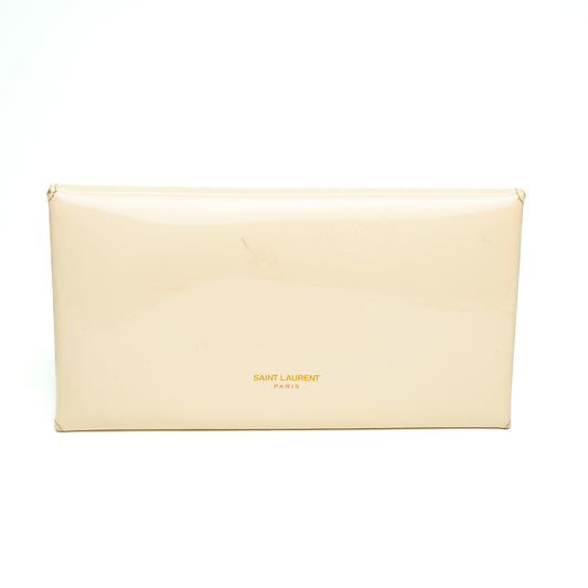 Saint Laurent Beige Patent Leather Small Envelope Clutch