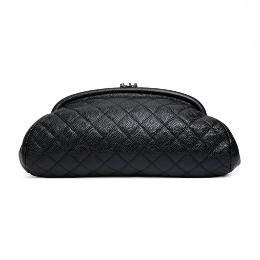 Chanel Timeless Quilted Caviar Clutch Black