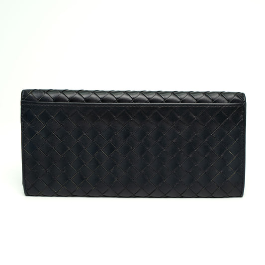 Bottega Veneta Cadet Grey Intrecciato Calfskin Long Wallet