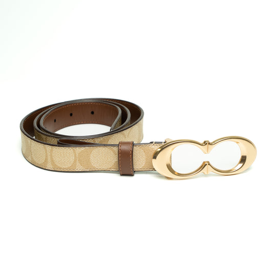 Coach Signature Coated Canvas & Saddle Calfskin Reversible Belt