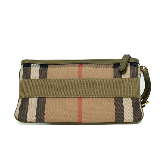 Burberry Check Canvas Wristlet Clutch Bag