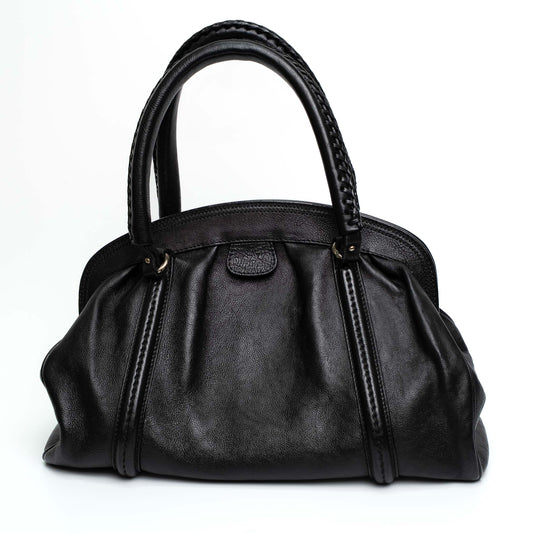 Dior Black Leather Framed Top Handle Shoulder Bag