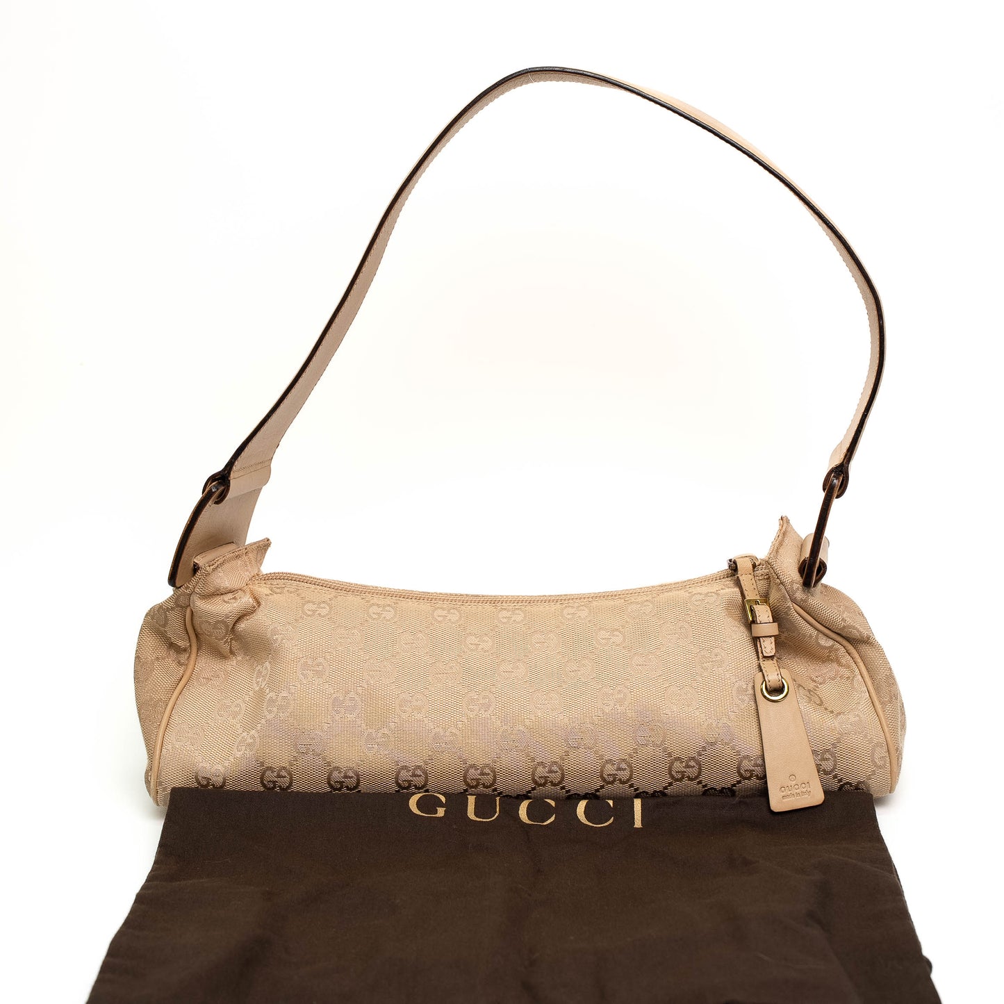 Gucci GG Beige Monogram Canvas Shoulder Bag