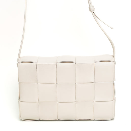 Bottega Veneta White Intrecciato Leather Crossbody Shoulder Bag