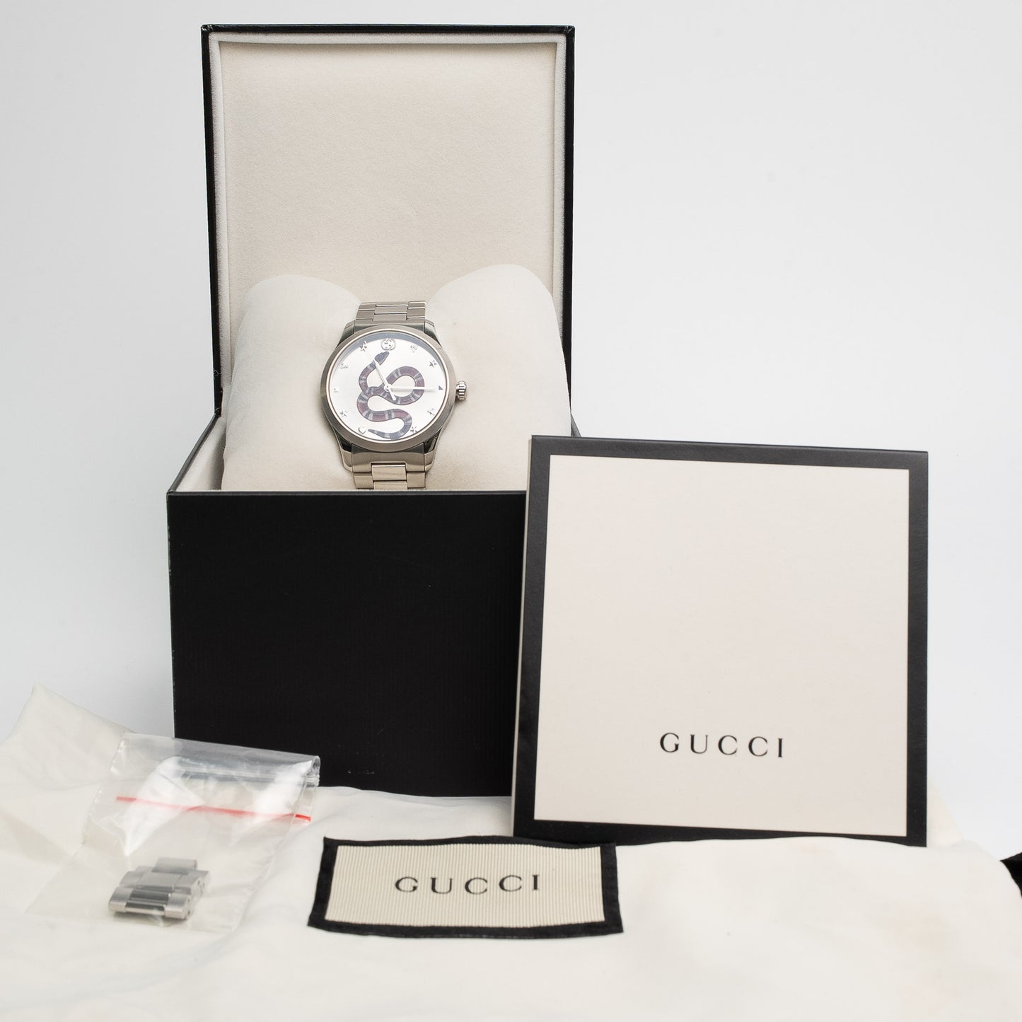 Gucci Stainless Steel Snake Dial Watch
