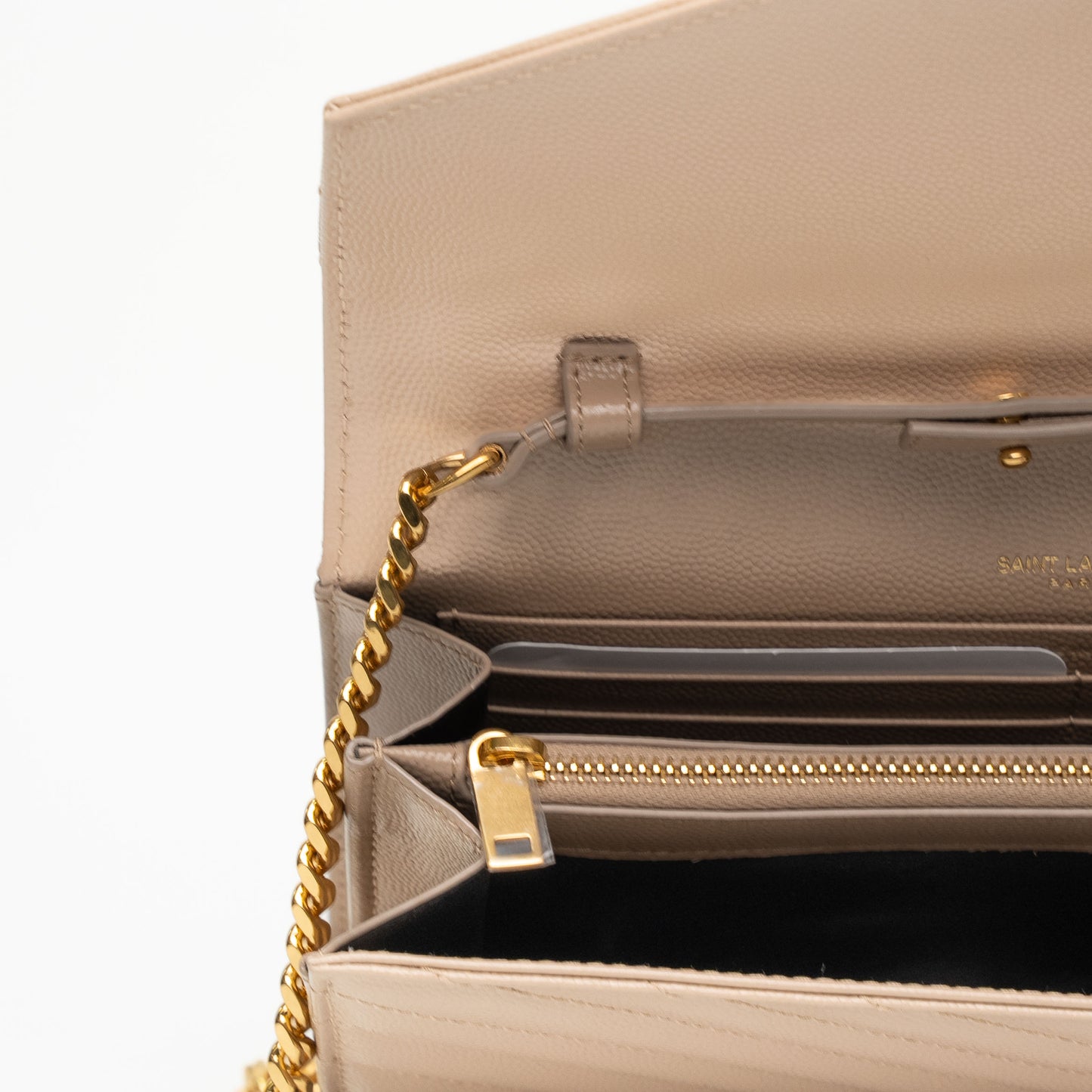 Saint Laurent Timeless Chain Purse Beige Quilted Leather Bag