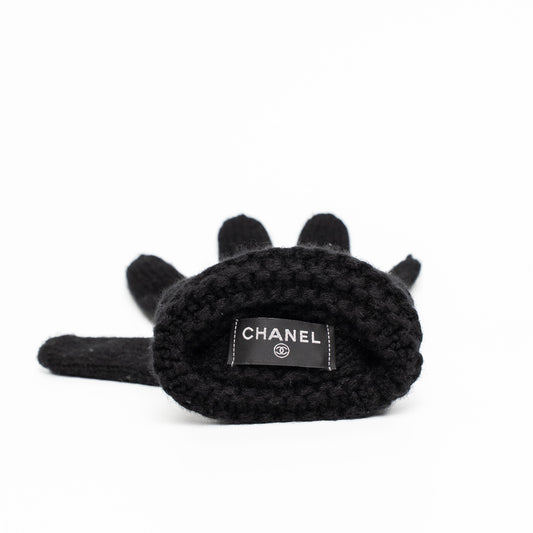 Chanel Coco Mark Black Knit Gloves