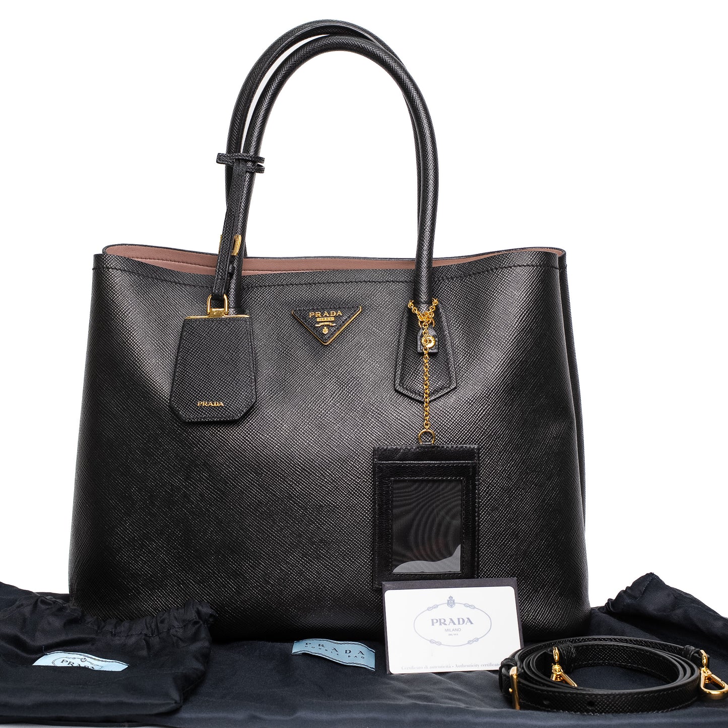 Prada Saffiano Lux Black Leather Tote
