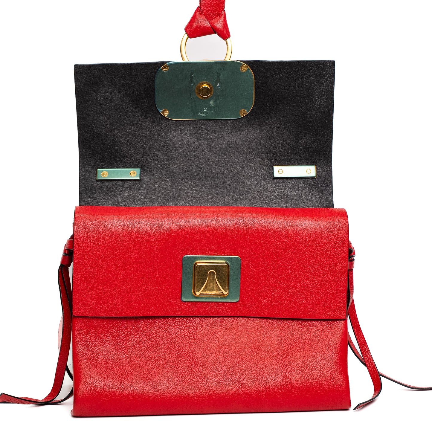 Valentino VRing Red Calfskin Shoulder Bag