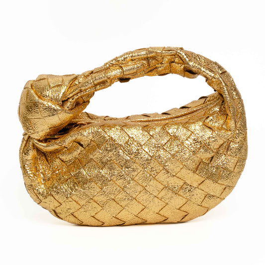 Bottega Veneta Gold Intrecciato Mini Handle Bag