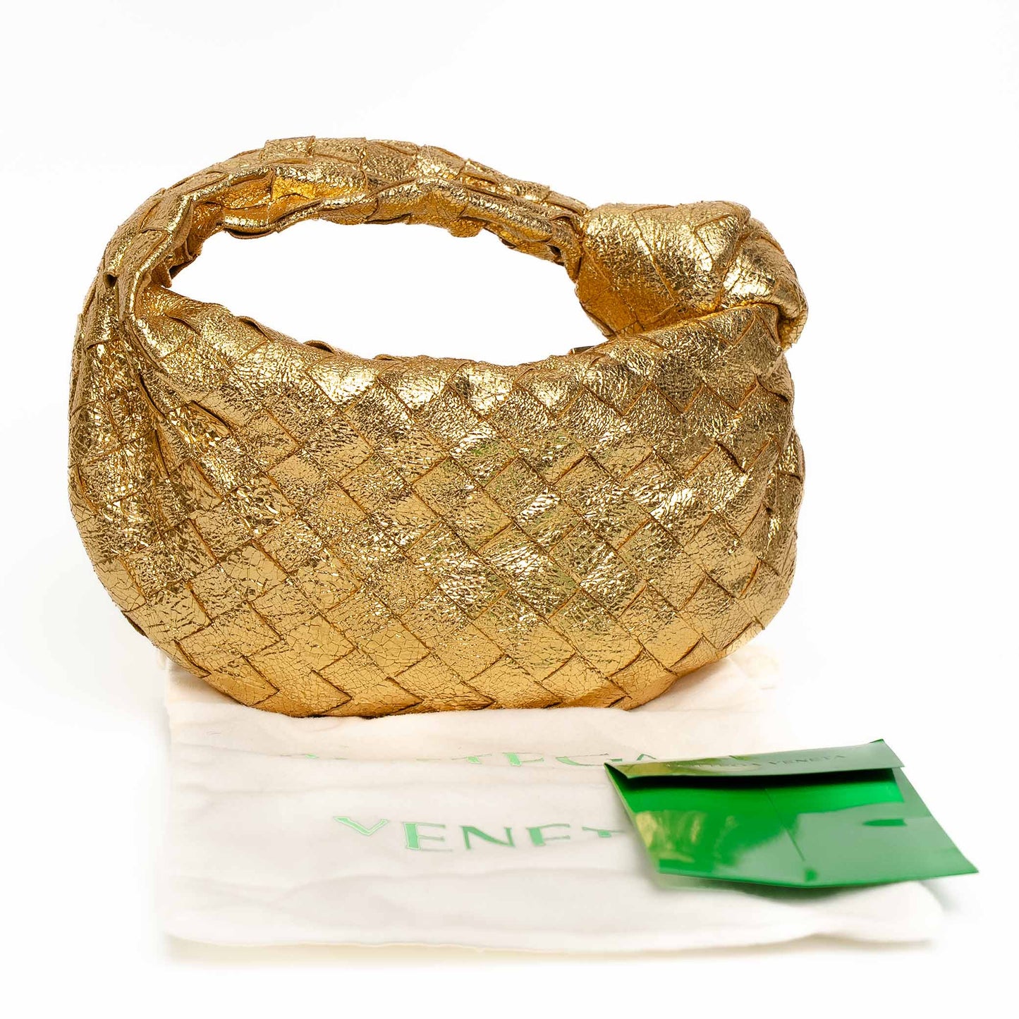 Bottega Veneta Gold Intrecciato Mini Handle Bag