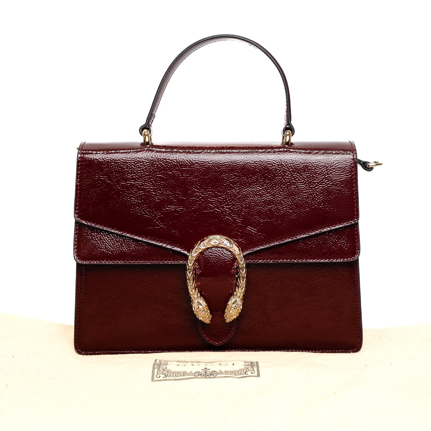 Gucci Dionysus Burgundy Patent Leather Bag