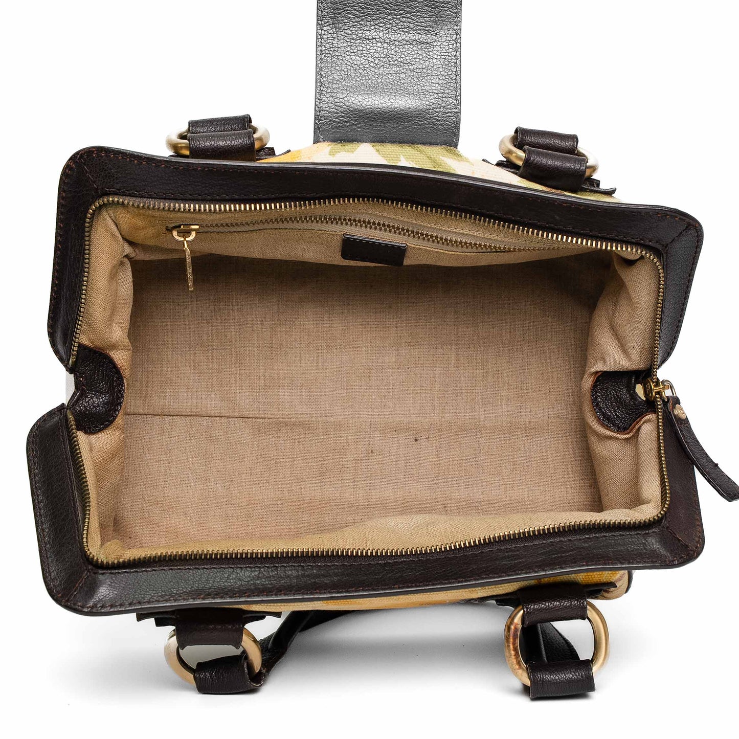 Celine Floral Canvas Leather Handbag