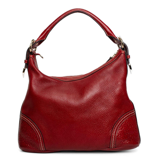 Gucci Red Guccissima Trim Hobo Bag