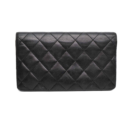 Chanel Black Quilted Lambskin Logo Wallet