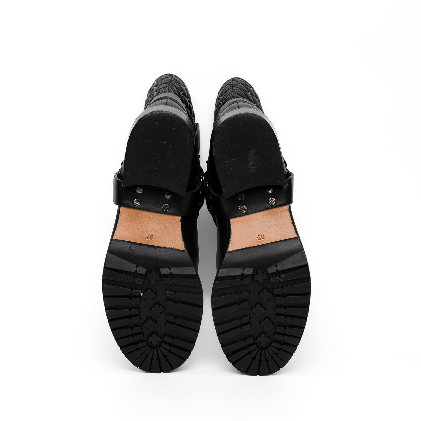 Valentino Garavani Black Leather Studded Biker Boots