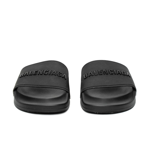 Balenciaga Pool Black Rubber Slides