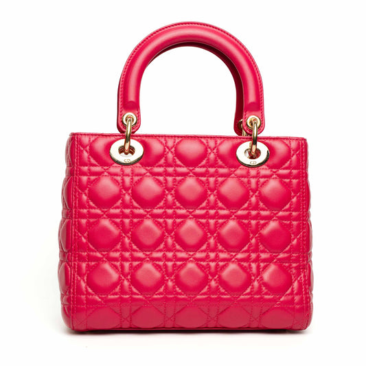 Christian Dior Lady Dior Medium Pink Lambskin Bag