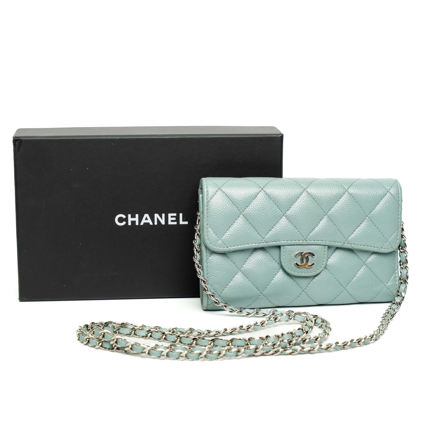 Chanel Classic Light Blue Caviar WOC Bag
