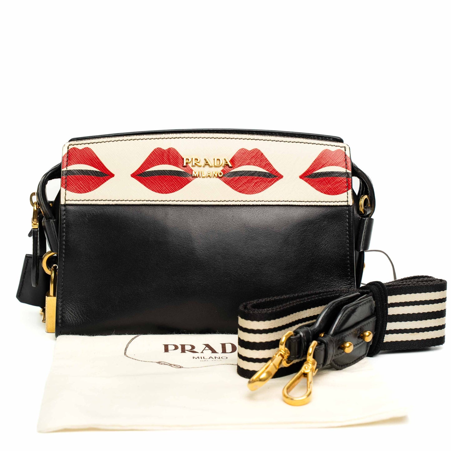 Prada Esplanade Lips Print Saffiano Crossbody Bag