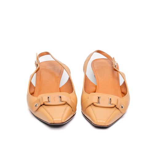 Salvatore Ferragamo Tan Slingback Heels