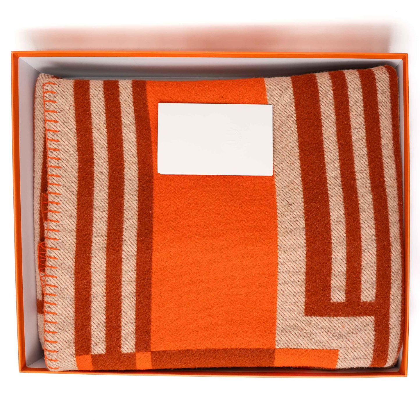 Hermès Avalon Orange Wool Cashmere Blanket
