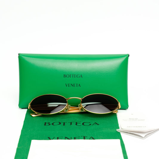 Bottega Veneta BV1386S Sardine Gold Oval Sunglasses