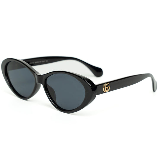 Gucci GG Logo Black Oval Sunglasses