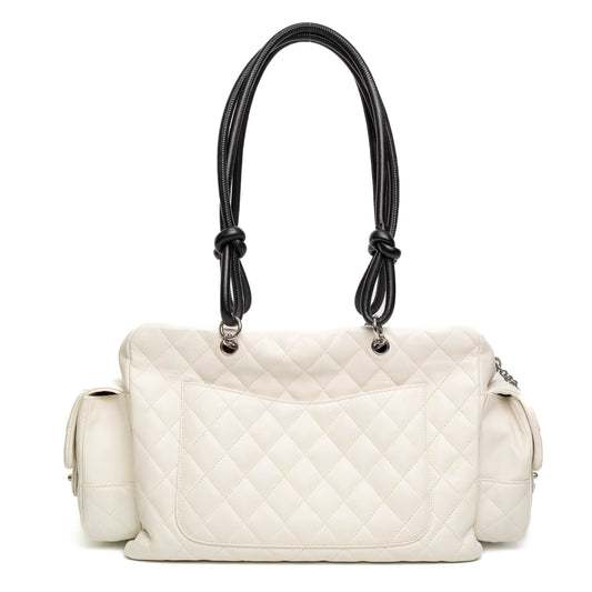 Chanel White Quilted Leather Multi Pocket Bag
