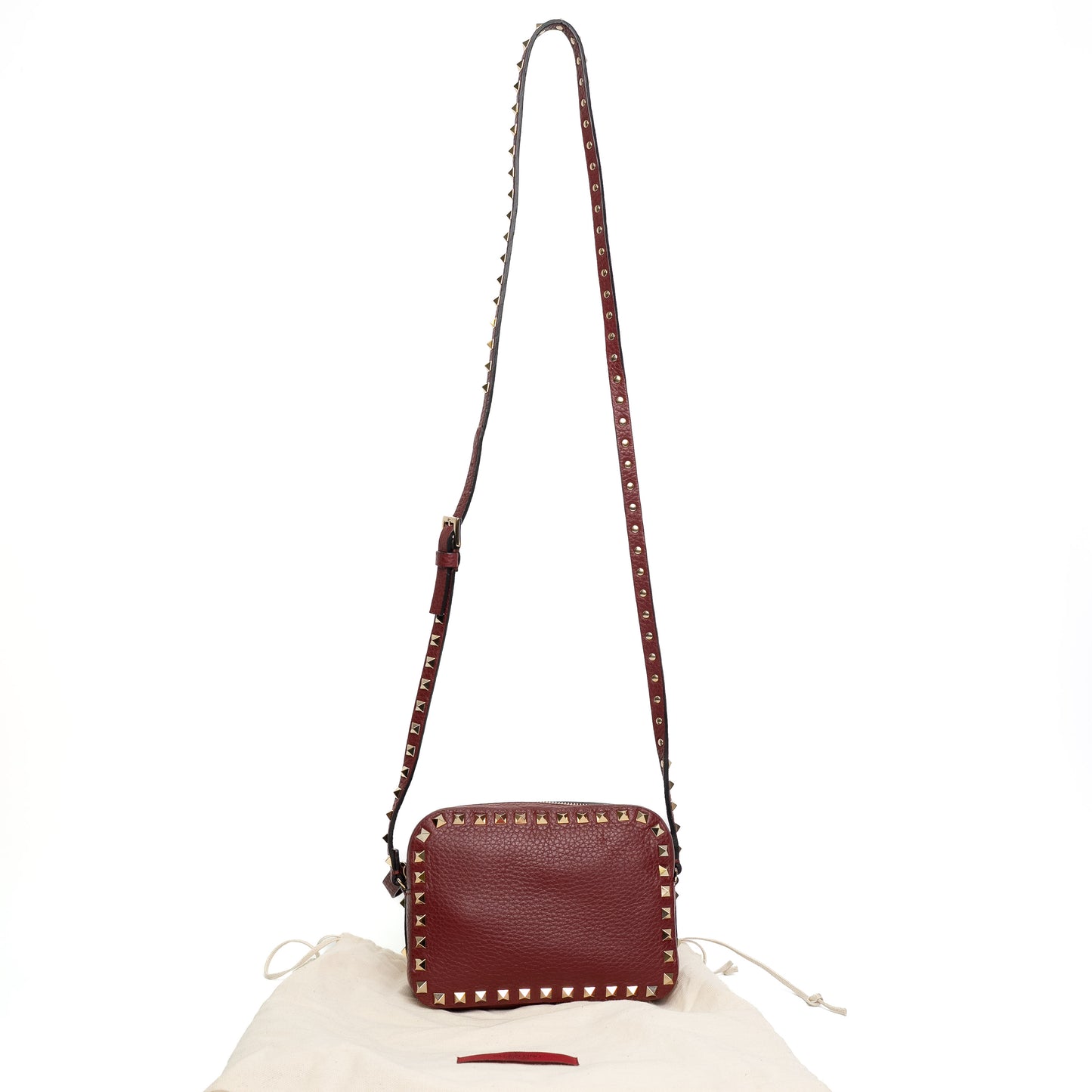 Valentino Rockstud Red Calfskin Camera Crossbody Bag