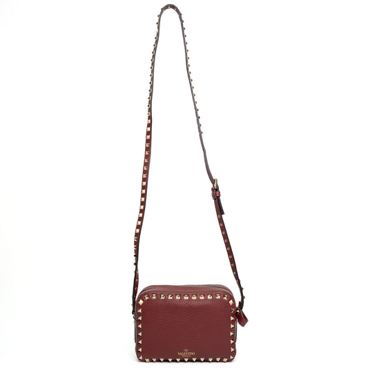 Valentino Rockstud Red Calfskin Camera Crossbody Bag