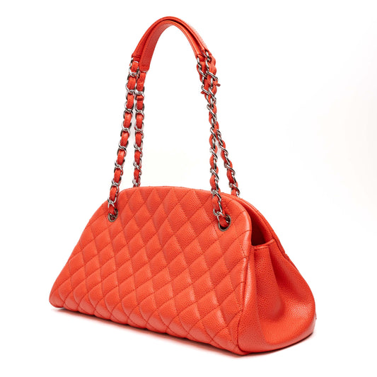 Chanel Coco Mademoiselle Caviar Quilted Orange Bowling Bag