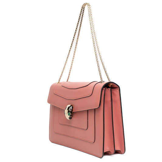 Bvlgari Serpenti Forever Pink Leather Shoulder Bag