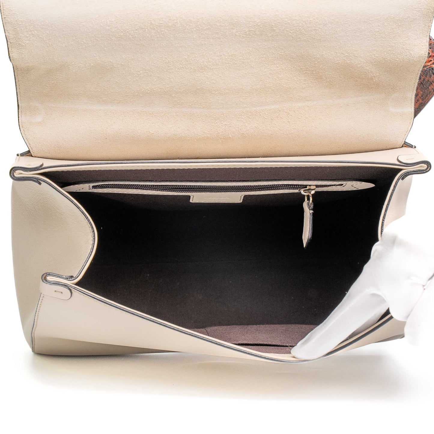 Max Mara Beige Python Leather Top Handle Bag