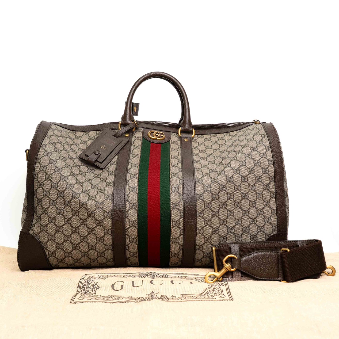 Gucci Savoy GG Monogram Web Duffle Bag