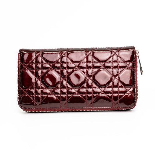 Dior Red Patent Leather Cannage Quilted Wallet